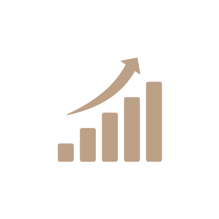 Bar chart with upward arrow